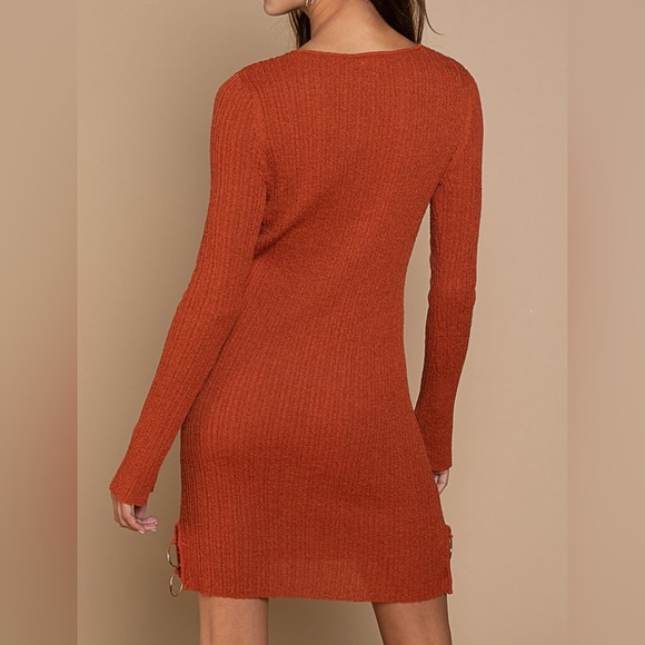 Pol  Long Sleeve Sweater Dress with Side Ring Details - Picture 4 of 4